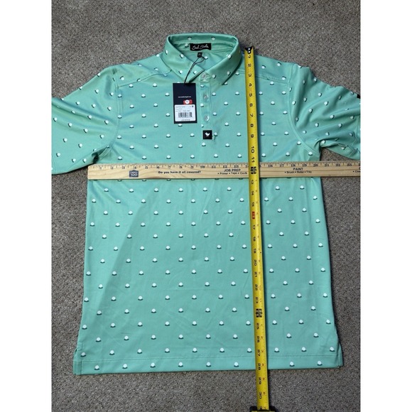 New Bad Birdie Mens M Pique Polo Aim Point Green Men's All Over Golf Ball Shirt - Picture 5 of 7